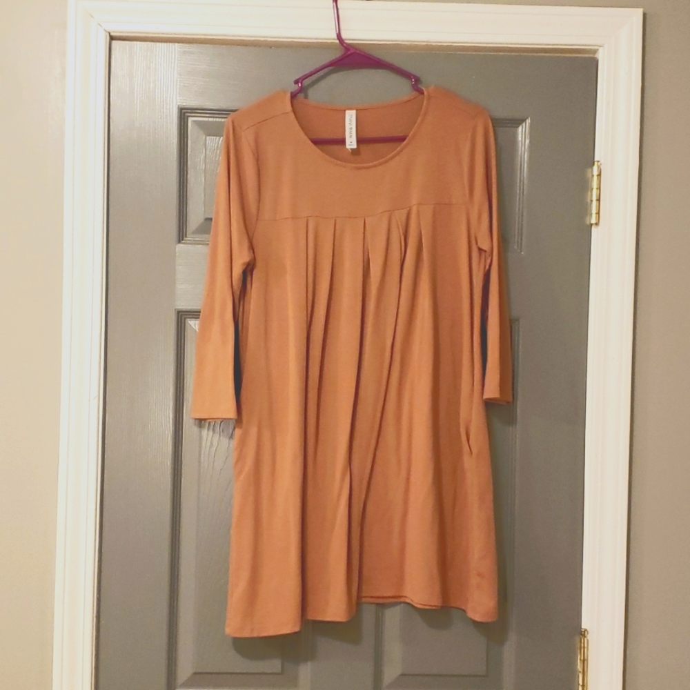 Medium tan Zenana Premium blouse/mini dress